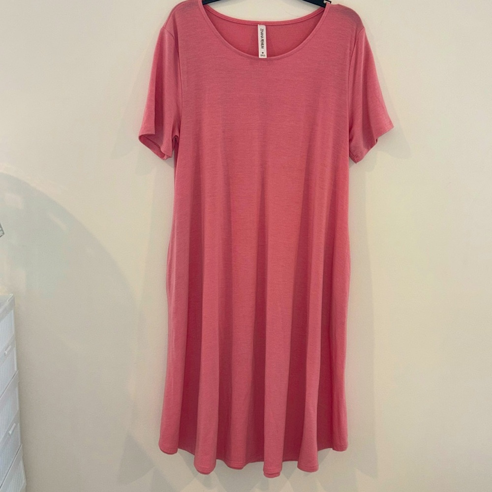 šŗZenana Premium Pink Tshirt Dress Sizeā Medium w/ Pockets Soft, Comfy, Flowy